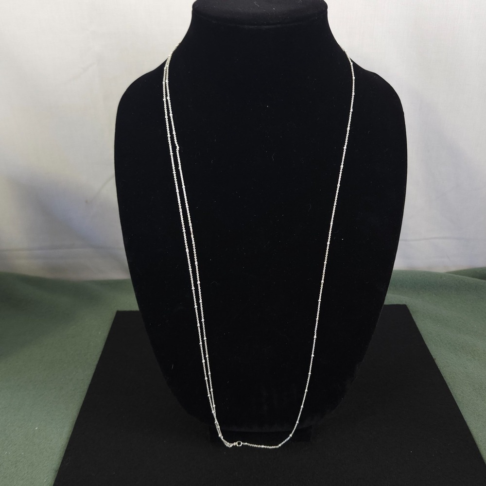 Silver Tone Multi Strand Layered Long Chain Necklace Dainty